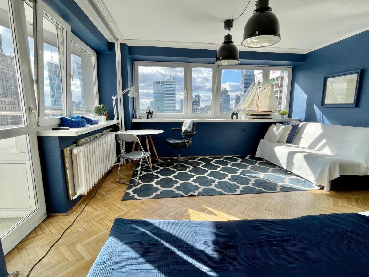 Super Apartament Blue Scisle Centrum Dwie Linie Metra Netflix Wifi 300 Mbs Panorama Miasta 华沙 外观 照片